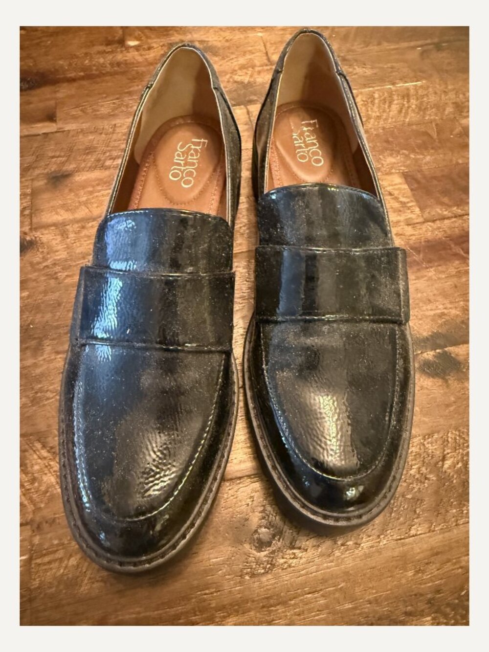 Franco Sarto Black Patent Loafers - Size 9